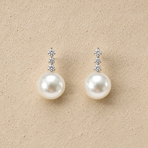 18K South Sea Pearl Diamond Drop Earrings